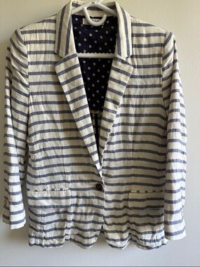 Striped Navy & White Blazer Jacket